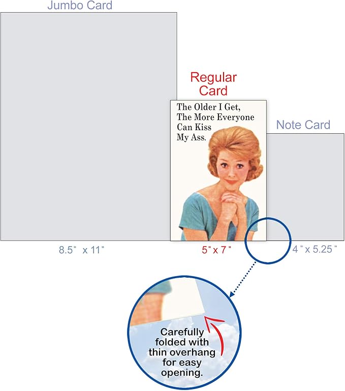 NobleWorks - 1 Funny Card for Birthdays - Women's Humor, Bday Notecard Stationery - Everyone Kiss My Axx 5452Z