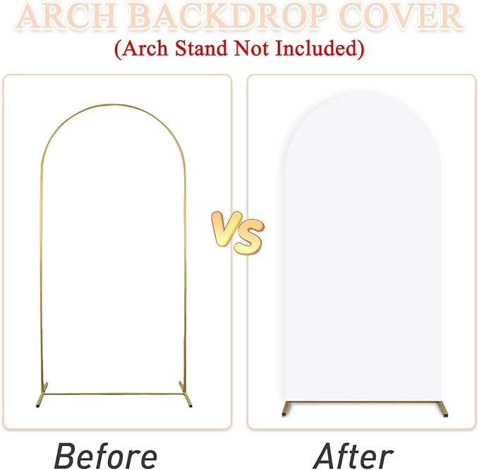 Arch Cover Set of 3 White Wedding Arched Backdrop Cover 4ft 5ft 6ft Spandex Fitted Arch Covers for Chiara Backdrop Stand Party Arch Frame Covers for Birthday Baby Shower Gender Reveal Decor
