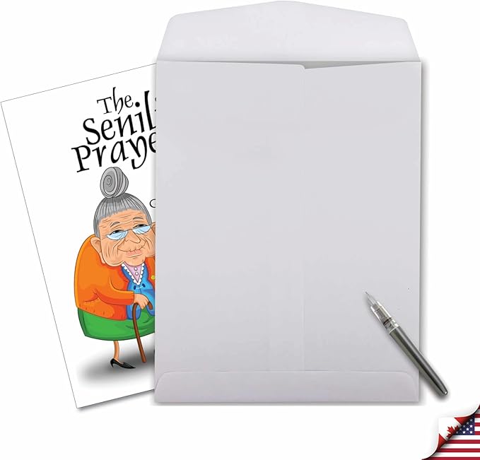 NobleWorks - 1 Humorous Birthday XL Greeting Card w/Envelope 8.5 x 11 Inch - Funny Sympathy Old Lady With A Birthday Prayer Guide for the Senile - Happy Bday Card - Senility Prayer J9046BDG