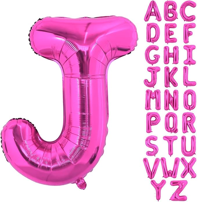 40 Inch Large Hot Pink Letter J Balloons Alphabet J Letter Balloons Foil Mylar Letter A Balloons for Birthday Party Anniversary New Year Graduation Wedding
