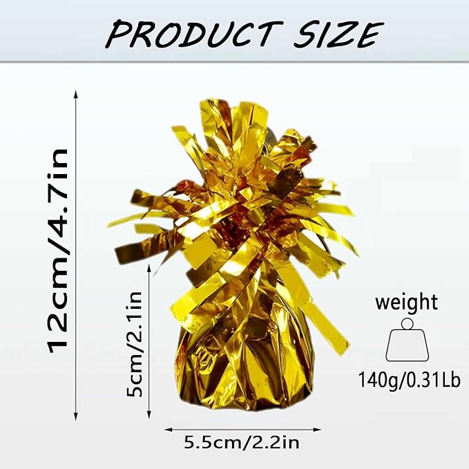 Aluminum Foil Balloon Weights for Parties (24 pcs) - 0.31lb (140g) Each - Premium Balloon Anchors for Birthday, Wedding, Dinner, Indoor & Outdoor Decorations(Gold 24pcs)