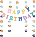Dog Banners Paw Paper Garland Dog Happy Birthday Paper Hanging Cutouts Colorful for Kids Pet Themed Birthday Baby Shower Party Decorations