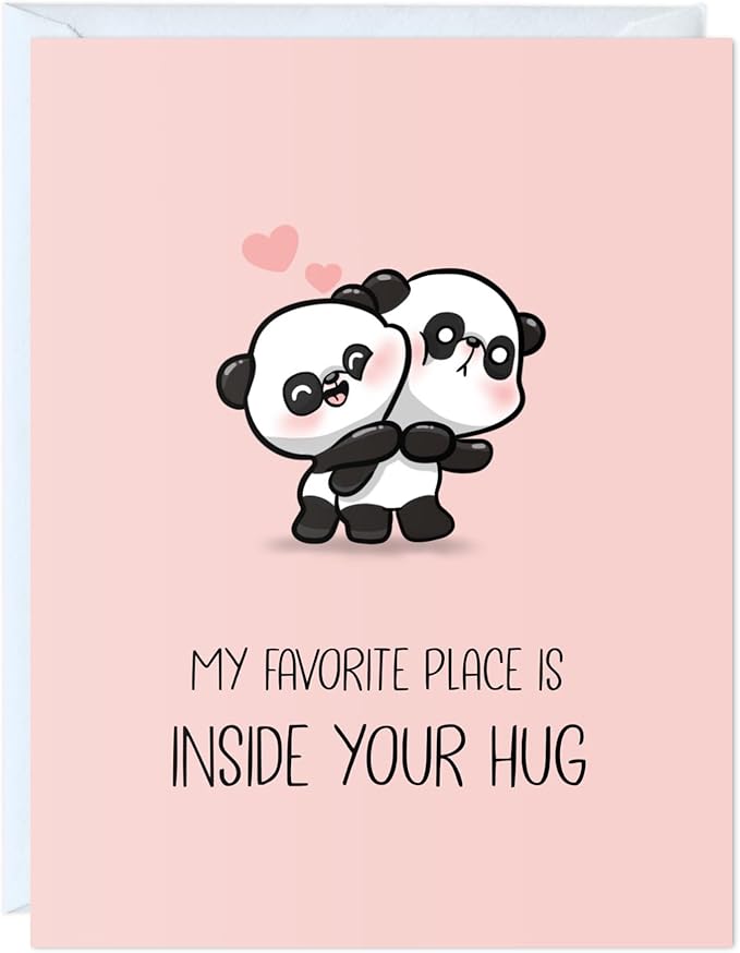 ALY LOU Anniversary Card Mothers Day Birthday for Mom Dad Girlfriend Boyfriend Wife Husband Stepmom Aunt Parents – Cute Funny Punny Greeting Card for Fathers Day – Blank Inside (Inside Your Hug)