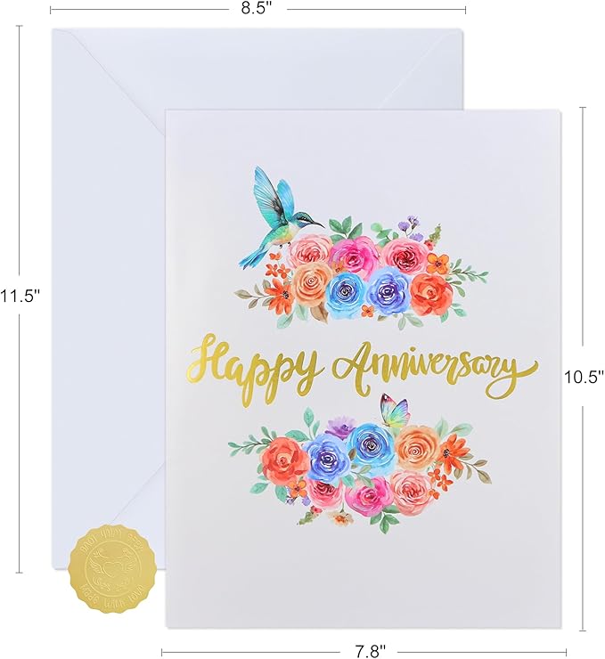 FaCraft Large Anniversary Card for Couple - 3D Pop Up Music & Light Valentines Wedding Anniversary Card Gifts with Envelope, Blank Insert and Seal, for Spouse Husband Wife Him Her