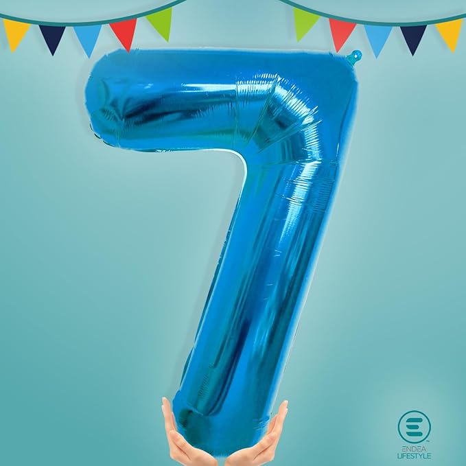 40 Inch Large Blue Number Celebration and Decoration Balloon for Birthday Parties, Graduations, Anniversaries, Weddings, Photo Shoots, Special Events - Helium Foil Mylar (Blue Number 7)