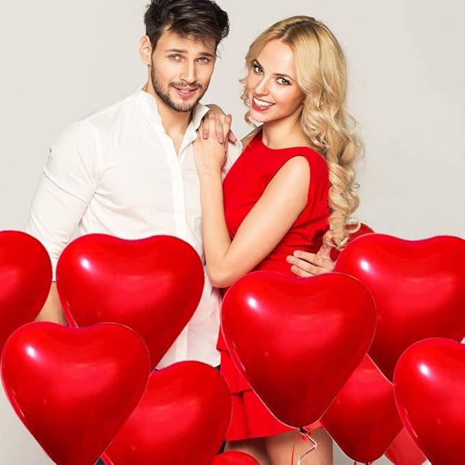 50 Pieces Love Heart Balloons 10-inch Red Latex Heart Balloons for Valentines Day Wedding Anniversary Engagement Birthday Garden Company Celebration Graduation Prom Party Decoration Romantic Decor