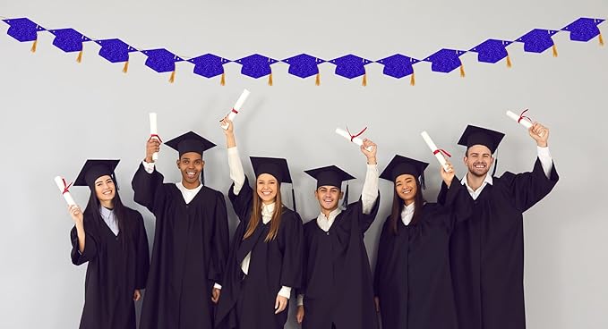 Graduation Decorations Class of 2026 Glitter Pre-Strung Congrats Grad Graduation with Tassel Party Congratulations Banner Decor College High School Graduation Party Favors Purple