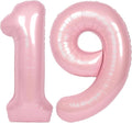 SUWEN 40 Inch Pink Large 19 Number Balloons Big Foil Helium Number Balloons 0-9 Jumbo Happy 19th Mylar Birthday Party Decorations for Girl or Women 91 Anniversary Party Supplies