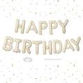 Happy Birthday Balloons Banner Beige,16 Inch Cream White Foil Letters Birthday Sign Banner Bunting for Boys Girls Men Women Birthday Party Supplies Decorations