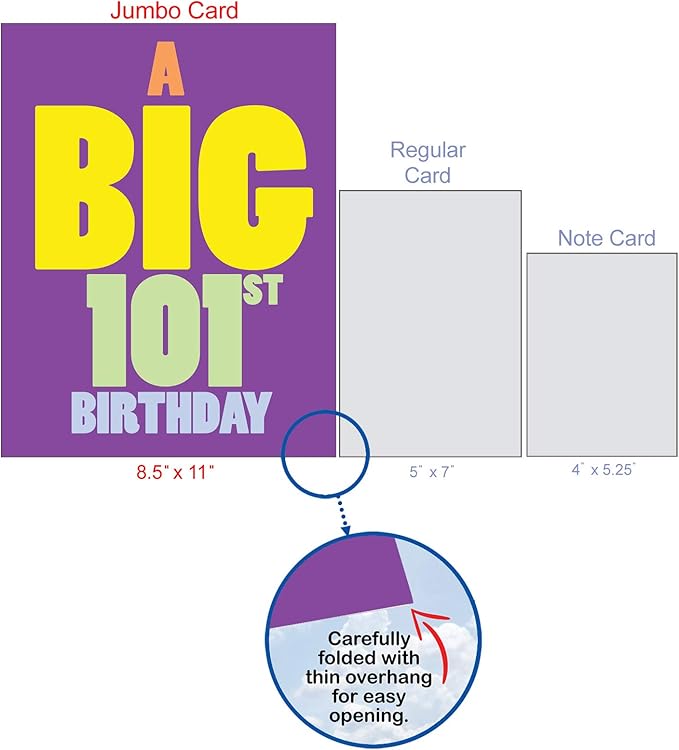 NobleWorks - 100s Milestone Birthday Card with Envelope (Letterhead 8.5 x 11 Inch), Big Year Milestone Celebration - Big 101 J9388MBG