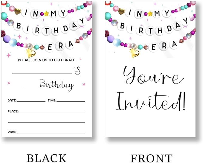 In My Birthday Era Party Invitations Supplies with Envelopes Set of 20 Girl Birthday Invites for Fans Celebration Party Fill in Blank, Double Sided