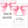 Pink Bow Birthday Invitation Cards For Girls Adult Teens, Birthday Party Supplies Favors, 20 Fill-In Invitation Cards with Envelopes -03
