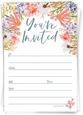 m&h invites Wildflower Invitations With Envelopes (20 Count) - Floral Boho Garden Theme For Bridal Shower, 1st Birthday, Adult Birthday, Brunch or Baby Shower