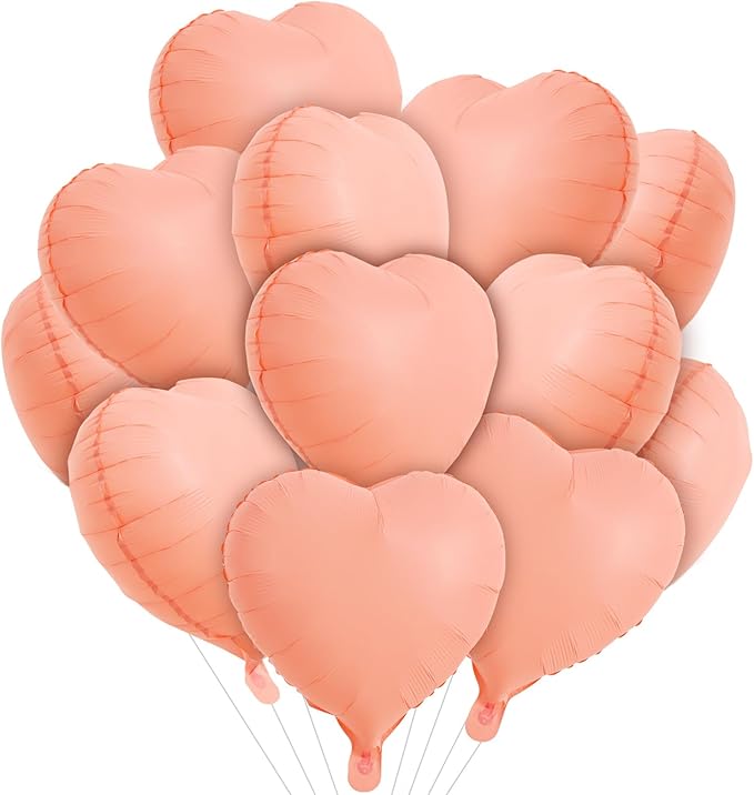 TONIFUL 30Pcs 18 Inch Pastel Orange Balloons Light Orange Heart Shape Foil Mylar Banners Decoration for Birthday Valentine's Day Wedding Bridal Shower Anniversary Engagement Party Supplies