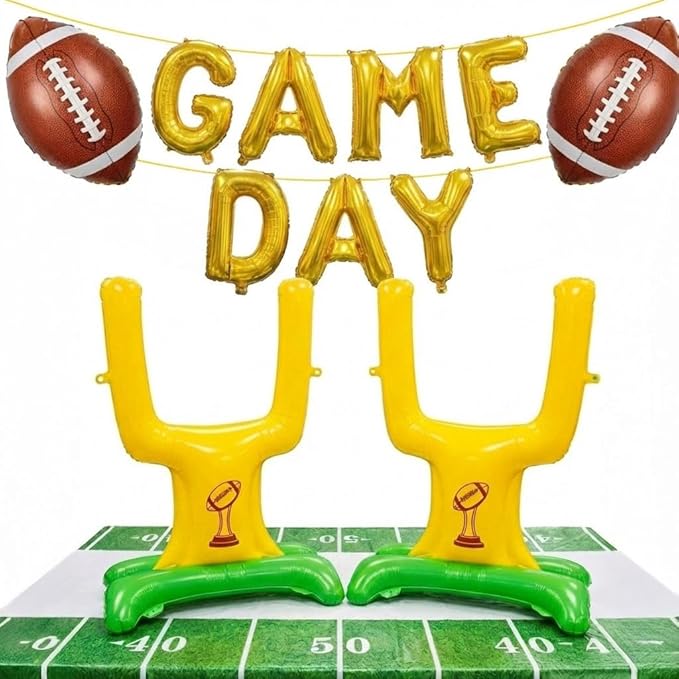 Football Party Decorations & with Football Goalpost Game Day Letter Banner Foil Balloons for Kids Adults Sports Theme Birthday Major Touch Down Tailgating Supplies Season Celebration Supplies
