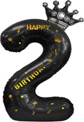 40 Inch Large Black Number Balloons Crown Big Black Digit Foil Mylar Balloons for Baby Shower Wedding Birthday Party Supplies (black 2)