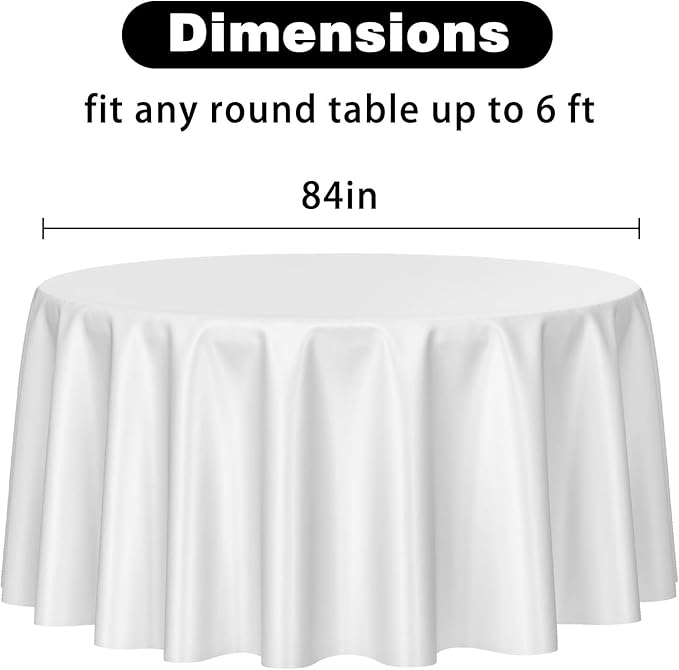 Kopokita 2 Pack White Round Disposable Plastic Tablecloths 84 inch Party Table Covers