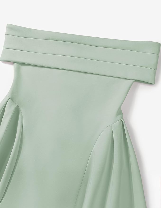 ZESICA Summer 2026 Cocktail Dresses for Women's Off Shoulder Short Sleeve Swing A Line Wedding Evening Party Midi Dress
