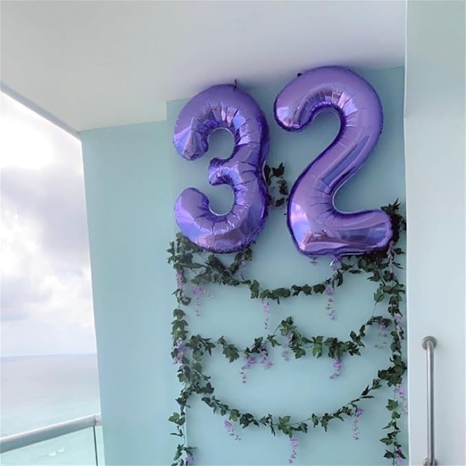 Purple Number 18 Birthday Balloons, 40 Inch Large Mylar Foil Number 1 & 8 Balloons for 18 Year Old Girls, 18th Birthday Party Decorations for Women Anniversary