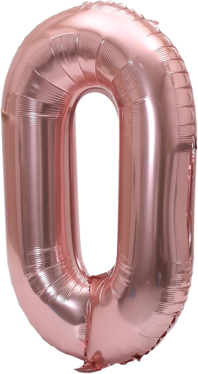 YPSelected 32 Inch Large Foil Helium Number Balloon Birthday Wedding Party 0-9 (Rose Gold, 0)