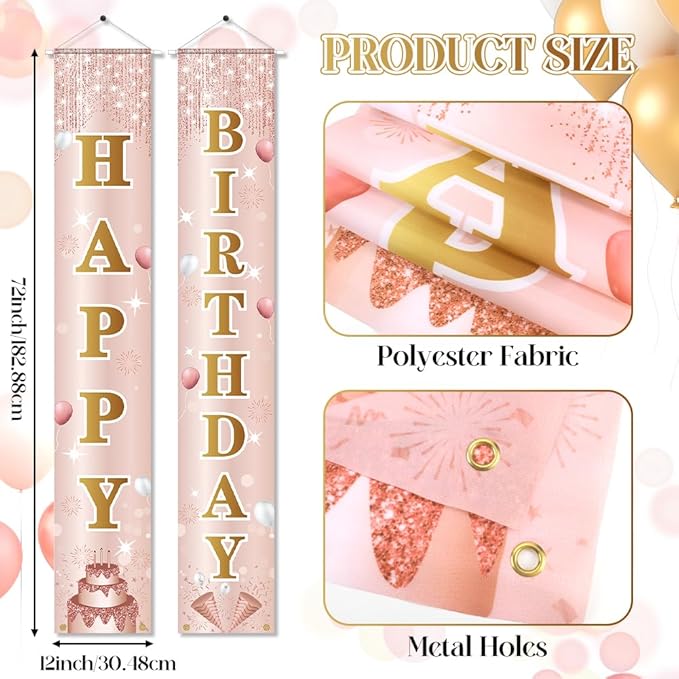 Birthday Decorations Banner, Happy Birthday Door Sign for Men Women Boys Girls Ideal Birthday Decorations Party Supplies Outdoor Indoor 72 x 12 Inch