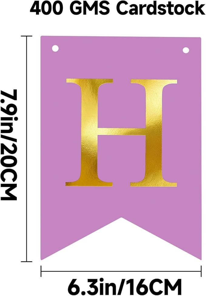 Purple Happy Birthday Banner Birthday Party Banner NO DIY Happy Birthday Sign Pre-Strung Birthday Hanging Decoration for Women Men Girl Boy Party Supplies (Purple and Gold)
