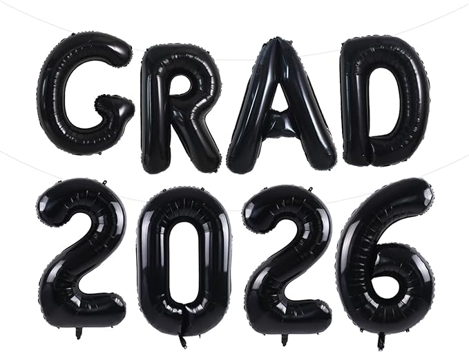 TONIFUL Graduation Balloons 16 Inch Black Grad Balloons 16 Inch Black Large Number 2026 Foil Balloons for 2026 Graduation Party Graduate Congratulations 2026 Congrats Grad Decorations