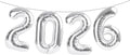 Silver 2026 Balloons, 22 Number Balloon, 40 Inch Foil Big Number Balloons for 2 20 22 26 2026 Happy Birthday Party Supplies, Graduation, Wedding, Anniversary, New Year Eve Decoration