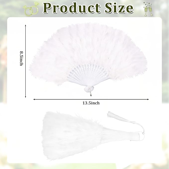CUBACO Bride to be and Bridesmaid Hand Fan Foldable, Wedding Bachelorette Party Decorations and Bridal Shower Gifts White Feather Lace Fan Suitable for Engagement Bachelorette Outfit Bulk
