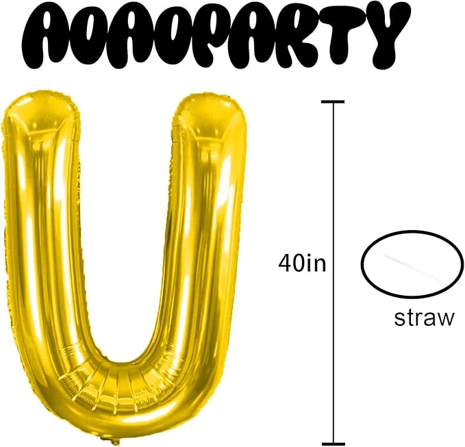 Letter Balloons 40Inch Large Giant big Foil Mylar Gold Balloons U for Birthday Party Decorations