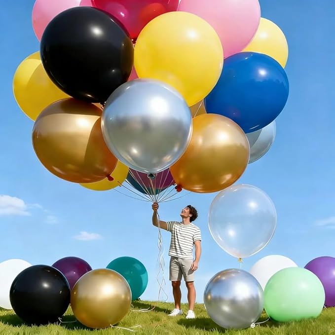 40 Pcs 36 Inch Giant Balloons Latex Large Assorted Colorful Rainbow Big Balloon Bulk 18 Kinds Color for Birthday Wedding Baby Shower Anniversaries Store Party Decorations