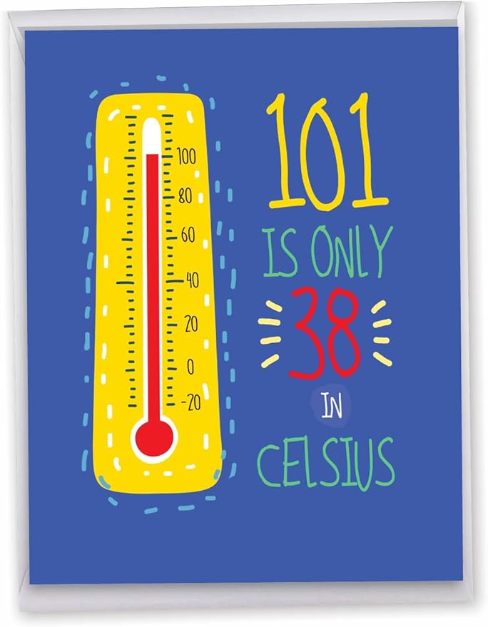 NobleWorks - Extra Large Funny 101th Milestone Birthday Greeting Card 8.5 x 11 Inch with Envelope (1 Pack) Large Jumbo 101 In Celsius J2759MBG