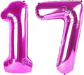 40 Inch Large 17 Balloon Numbers Rose Purple Big Foil Number Balloons Giant Helium Happy Birthday Party Decorations for Man and Women, Huge Mylar Anniversary Party Supplies