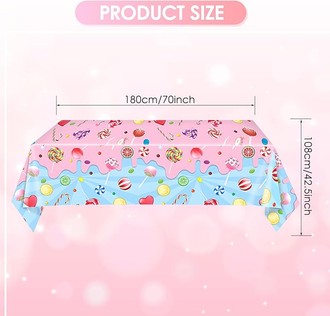 Sweet Candyland Tablecloth, 3Pcs Candies Theme Tablecloth, Colorful Lollipop Tablecovers for Girls Party Candy Land Christmas Party Decoration