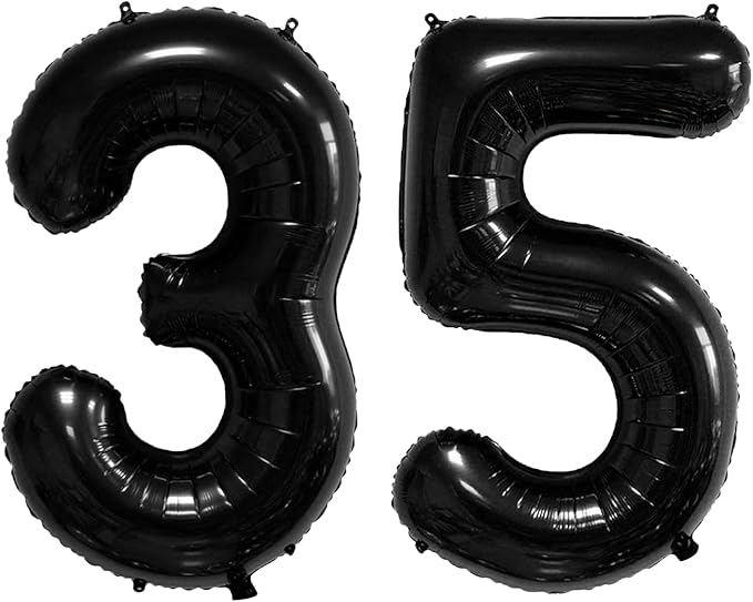40 Inch Number Balloons 35/53 Black Big Giant Jumbo Number Foil Mylar Balloons for 35th/53th Birthday Party Supplies Anniversary Events Decorations (black-35/53)