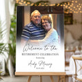 Personalized Retirement Party Welcome Sign - Custom Elegant White Retirement Celebration Party Decor - Customizable Name & Date - Multiple Sizes