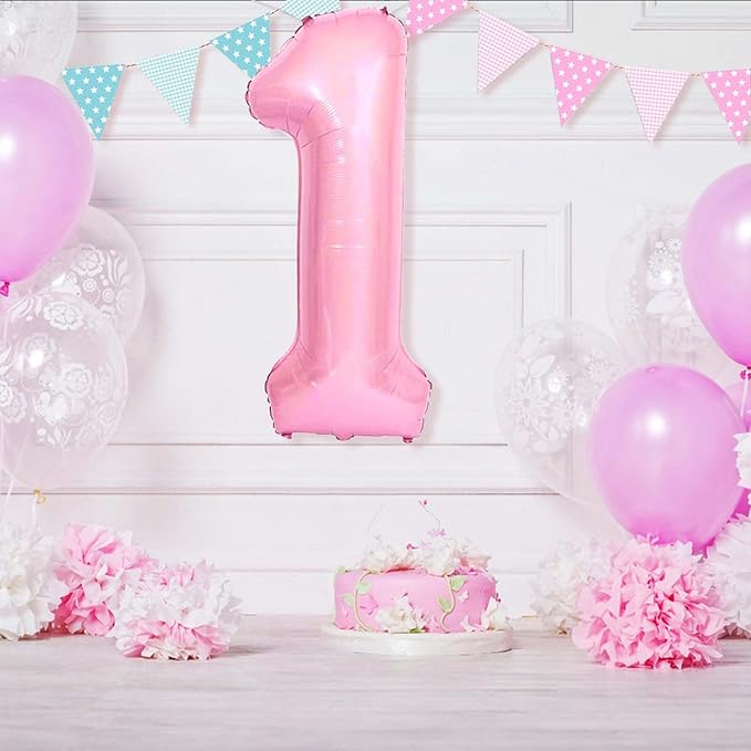 Number 1 Balloon 40 Inch Pink Number Balloon Foil Mylar Alphabet Balloon for Birthday Wedding Baby Shower Party Large Number Balloon