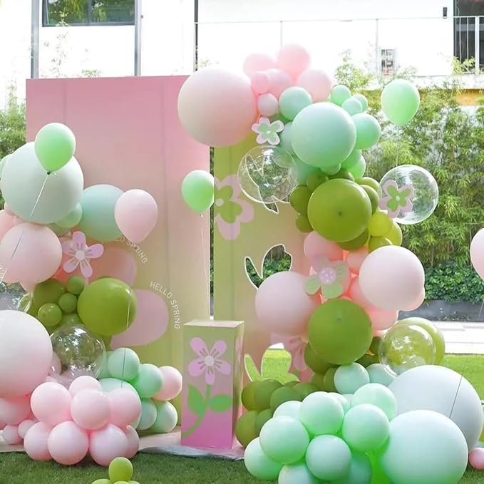 Sage Green Pink Gold Balloon Arch Kit, 141Pcs Sage Green Pastel Pink Chrome Gold Sand White Latex Balloons for Birthday Wedding Baby Shower Gender Reveal Anniversary