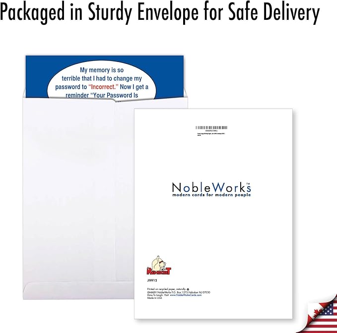 NobleWorks - 1 Big Humorous Happy Birthday Appreciation Card 8.5 x 11 Inch with Envelope, Jumbo Greeting a Funny Cell Phone Congratulations for Grandma and Old Ladies - Incorrect Password J9912
