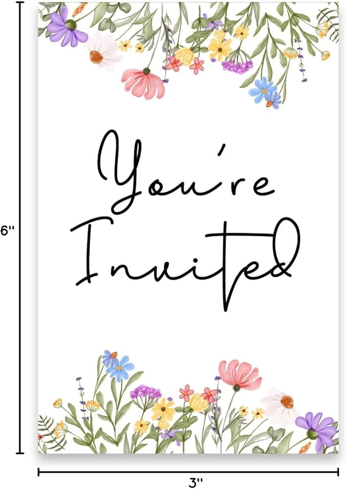Soiceu Wildflower Birthday Party Invitations with Envelopes Set of 20 Spring Summer Wildflower Birthday Party Invites Fill in Blank