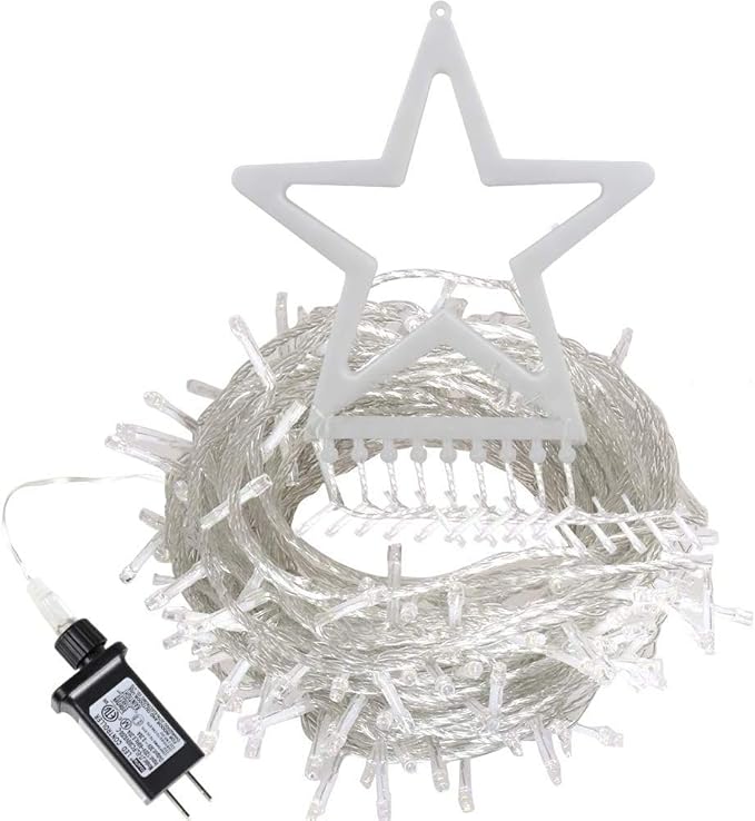 Christmas Decorations Outdoor, 11.5 ft 317 LED Star Christmas Tree Lights, 8 Memory Lighting Modes&Timer Star Light for Yard, Wedding, Party, Decorations（Warm