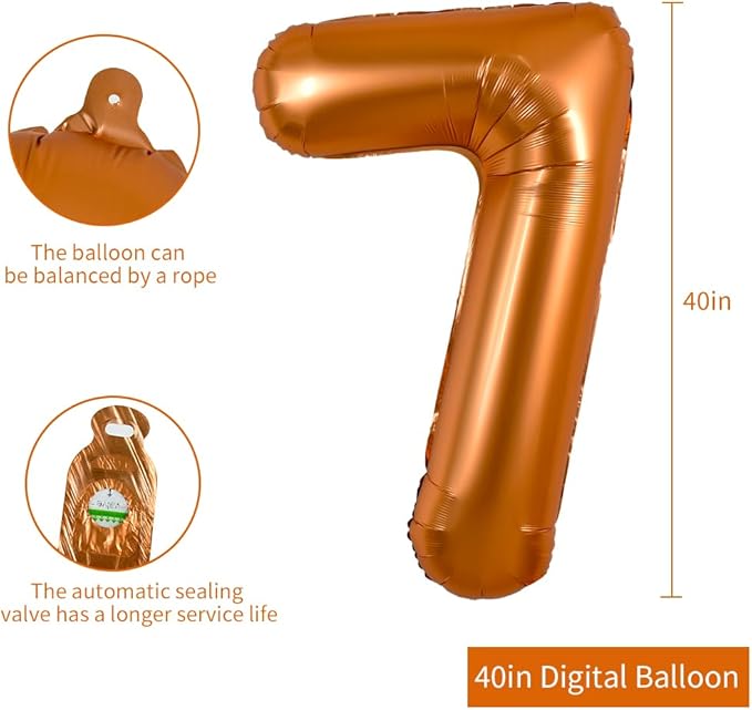 TONIFUL 40 Inch Orange Large Numbers Balloon 0-9 Birthday Party Decorations,Big Number 7 Foil Balloon Digital 7 for Birthday Party,Wedding, Bridal Shower,Engagement,Graduations,Anniversary,Baby Shower