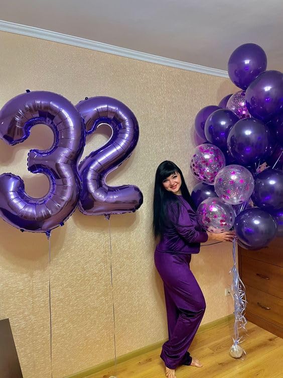 Purple Number 16 Balloon 40 Inch, 16th Birthday Party Decorations for Children, Giant 16 Foil Balloon for Party Supplies