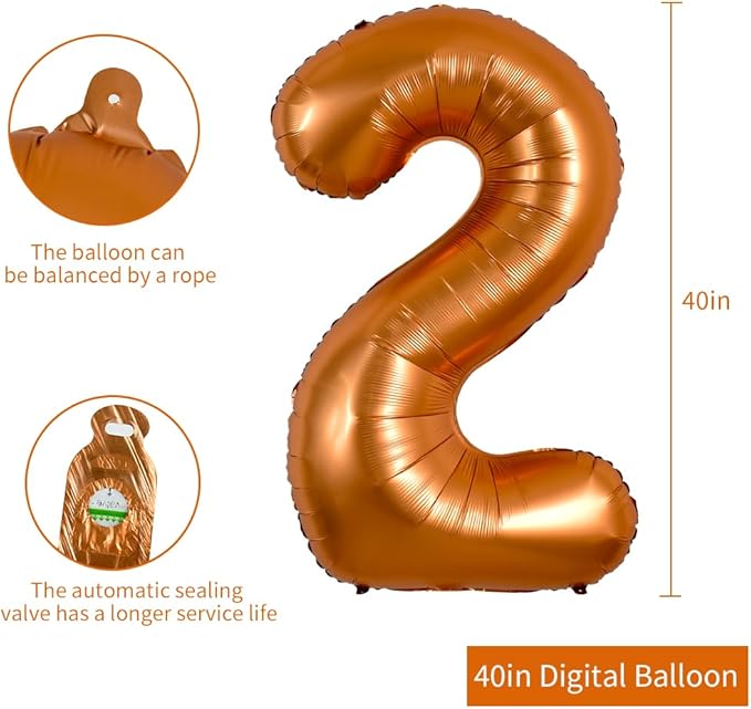 TONIFUL 40 Inch Orange Large Numbers Balloon 0-9 Birthday Party Decorations,Big Number 2 Foil Balloon Digital 2 for Birthday Party,Wedding, Bridal Shower,Engagement,Graduations,Anniversary,Baby Shower