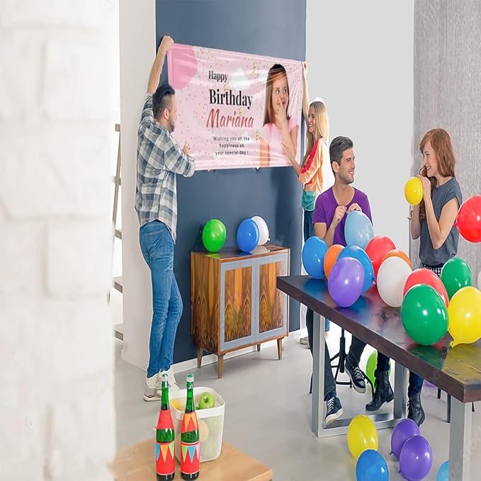 Custom Happy Birthday Vinyl Banner Sign, Personalized Party Backdrop, Gift, and Decoration - From NiceMemoryLLC. (Style-22)