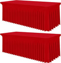Smiry Spandex Tablecloth 2 Pack, Elastic Fitted Stretch Tablecloth for 8FT Rectangle Tables, Waterproof Washable Table Cover Skirt for Outdoor, Wedding, Banquet & Parties (Red, 96Lx30Wx30H Inch)
