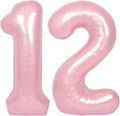 SUWEN 40 Inch Pink Large 12 Number Balloons Big Foil Helium Number Balloons 0-9 Jumbo Happy 12th Mylar Birthday Party Decorations for Girl or Women 21 Anniversary Party Supplies