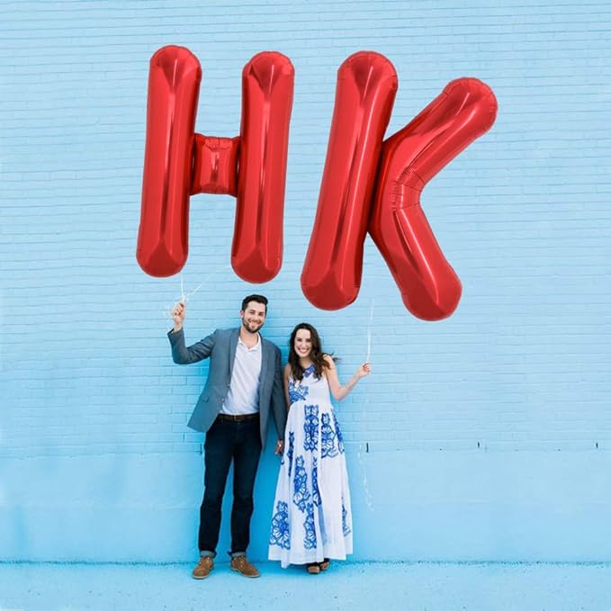 TONIFUL 40 Inch Large Bright Red Letter Balloons A-Z, Giant Jumbo Helium Foil Mylar Big Letter H Balloons for Birthday Party Anniversary Wedding Decorations