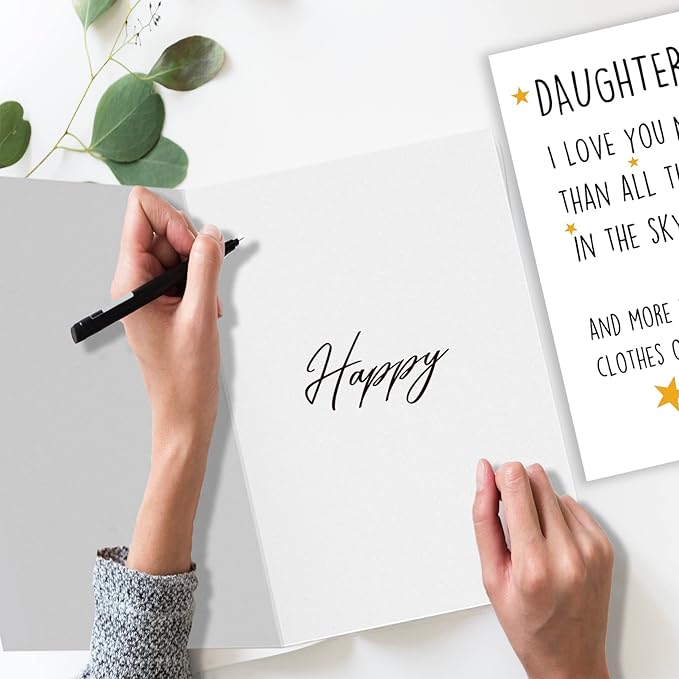 Huameigf Humorous Birthday Gifts for Daughter Adult, Motivational Daughter Birthday Card from Mom Dad, I Love You More Than The Stars In The Sky