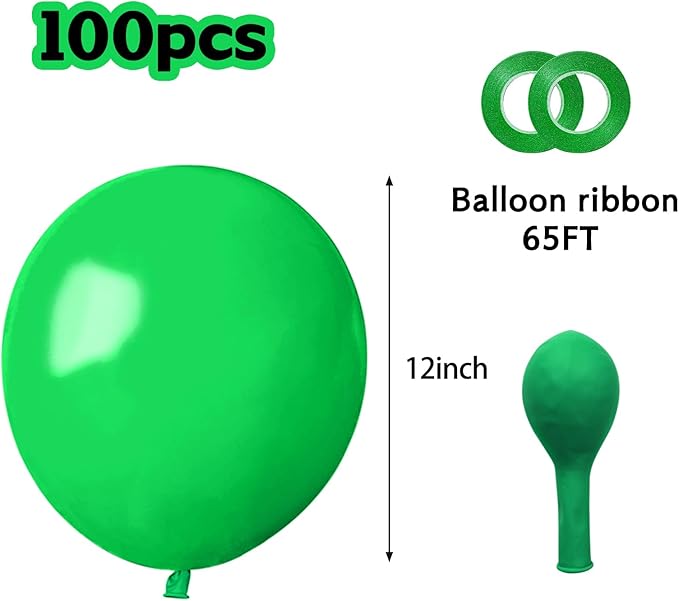 Green Balloons 12 Inch 100 Pack Thicken Latex Green Balloons for Christmas Party Decorations